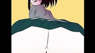 Yaoyorozu asks Todoroki to fuck her pussy and ass