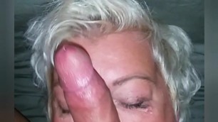 Blonde German BBW Gets Facial After Blowjob