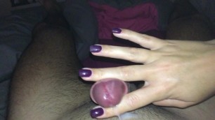 Purple nails make him cum
