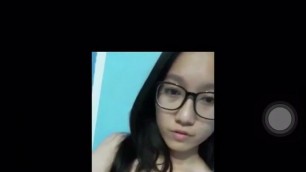 Indonesian Chinese Wearing Glasses Play Her Pink Pussy