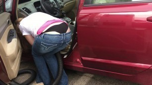 Young MILF at Carwash Black Panties