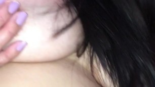 Pregnant girlfriend with big tits riding hard cock