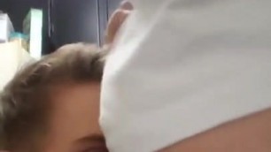 He sniffing her ass