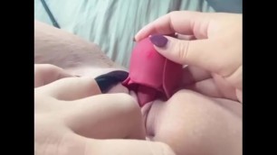Horny Goth Testing new Rose Clit Licking Toy VISIBLE ORGASM